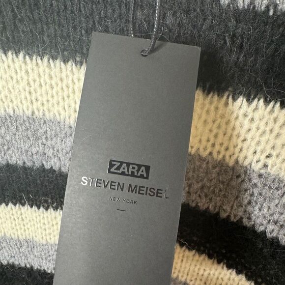 Zara Steven Meisel Sweater Women's Medium Striped Knitted Pullover Oversized NWT - Picture 8 of 13